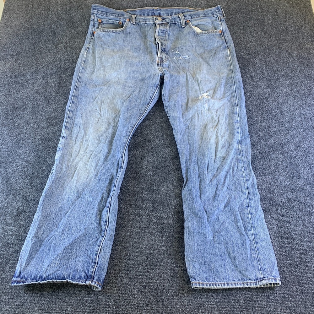Levi's 501 Jeans Mens 40x30 (Fits 39x26.5) Blue Denim Distressed Button Fly